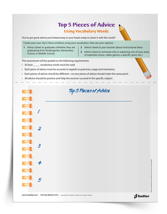 Top-Five-Pieces-of-Advice-Using-Vocabulary-Words-Activity